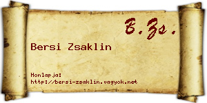 Bersi Zsaklin névjegykártya
